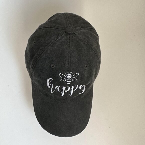 Happy Bee Dad Hat Embroidered Cap Adjustable Leather Strap Back Adams Headwear - Picture 3 of 12